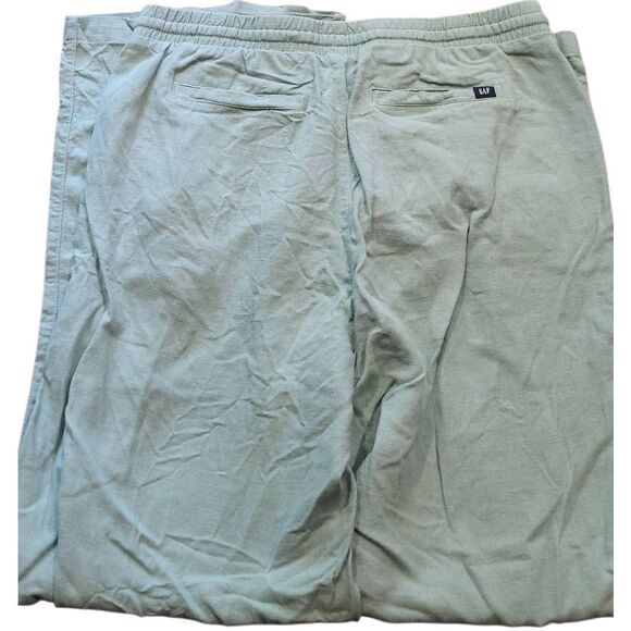 GAP Pants Women's Medium Green Pull On Wide Leg Drawstring Linen Blend - Picture 4 of 5
